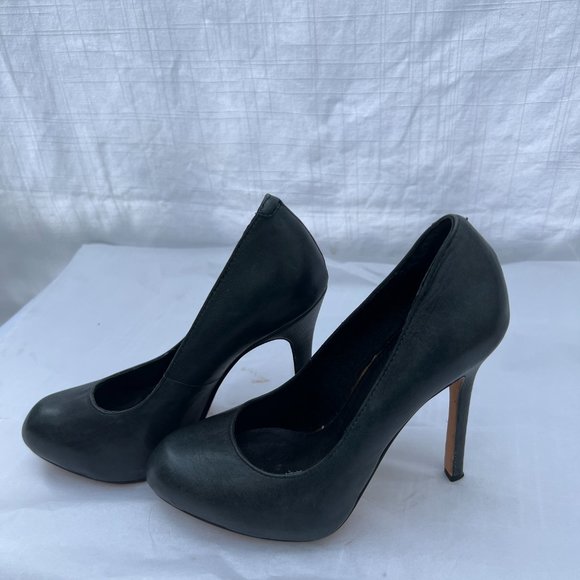 Dolce Vita Vera Cuoio Slip On Round Toe Cone Pump 41/2" Heel Grayish Blue Size 6 - Picture 4 of 7